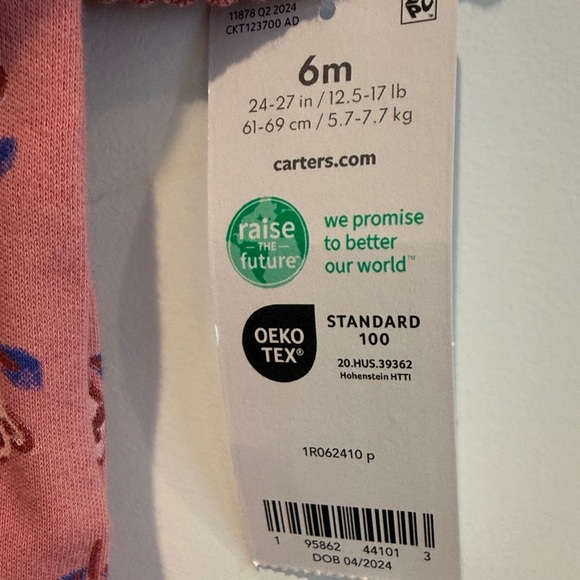 Carter's Pink Floral Little Sister Footie Size 6 months NWT - Picture 7 of 7